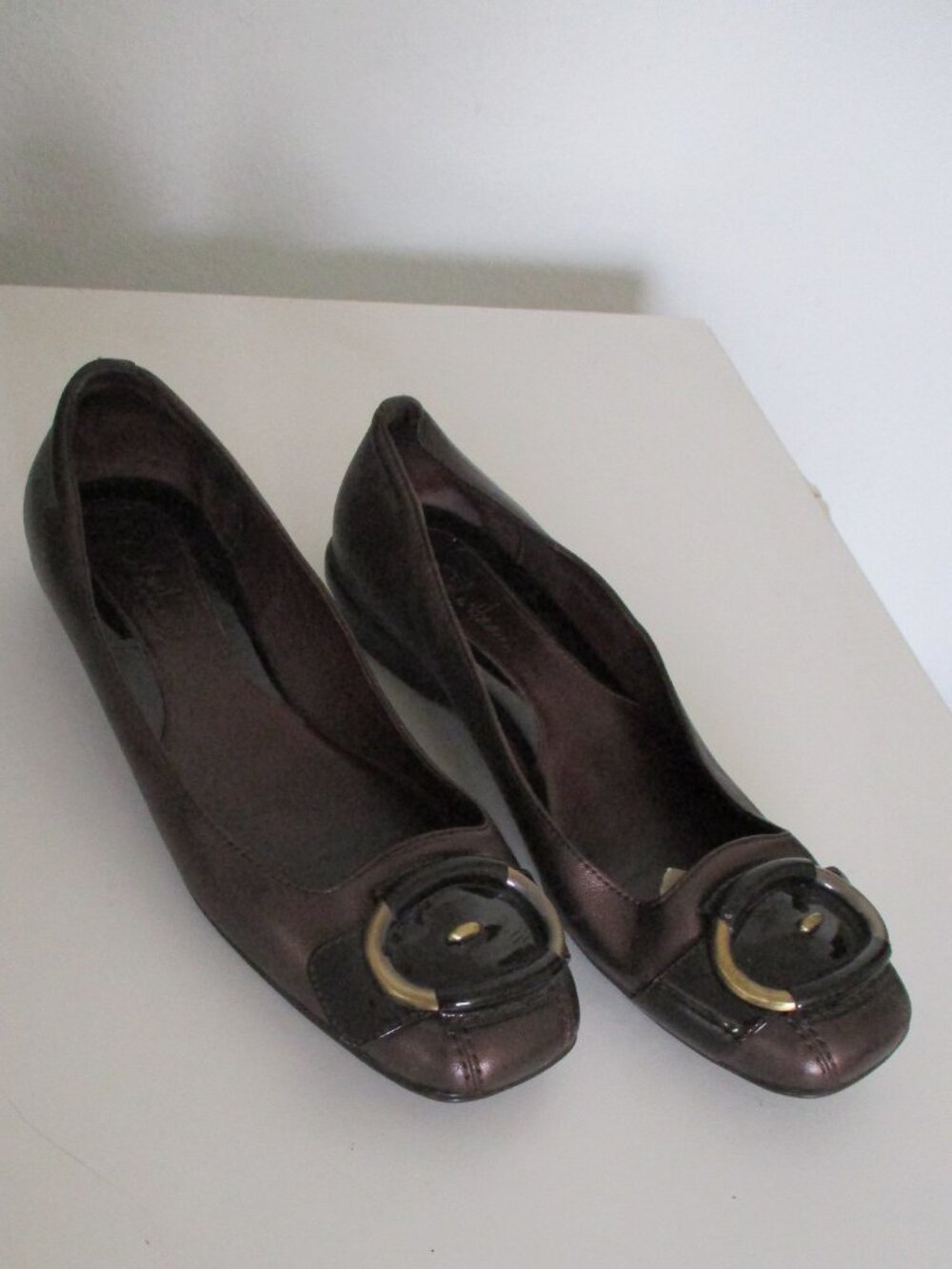 Cole Haan Nike Air Womens Bronze Leather Ballet Flat Loafer Shoe - Size 7B